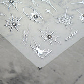 Rhinestone Nail Sticker - Spider (Silver)